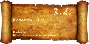 Komenda Lili névjegykártya